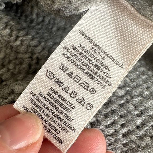 Free People Fair Isle Cowl Neck Chunky Wool Blend Gray Oversized Sweater Small - Picture 9 of 15